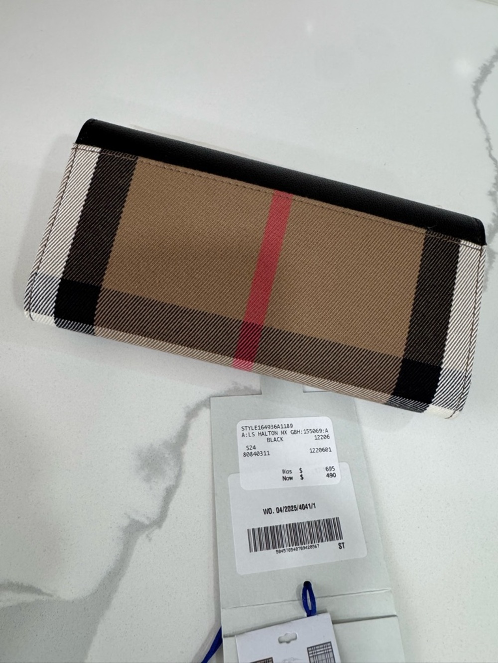 Burberry Halton check canvas and leather continental